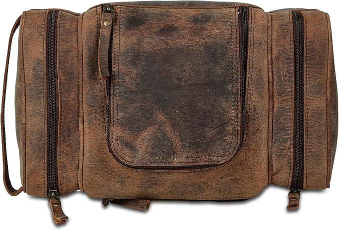 KomalC Extra-Large Leather Toiletry Bag for Men & Women – Luxury Travel Dopp Kit with Multi-Compartment Storage, Waterproof Lining & Premium YKK Zippers – Unisex Toiletry & Cosmetic Organizer - Image 2