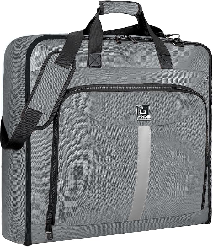 Goloni Garment Bag For Men Women Travel & Business,Hanging Clothes & Multiple Compartment,Waterproof Foldable Suit Bag Grey by GoloniYourStyleYourRule