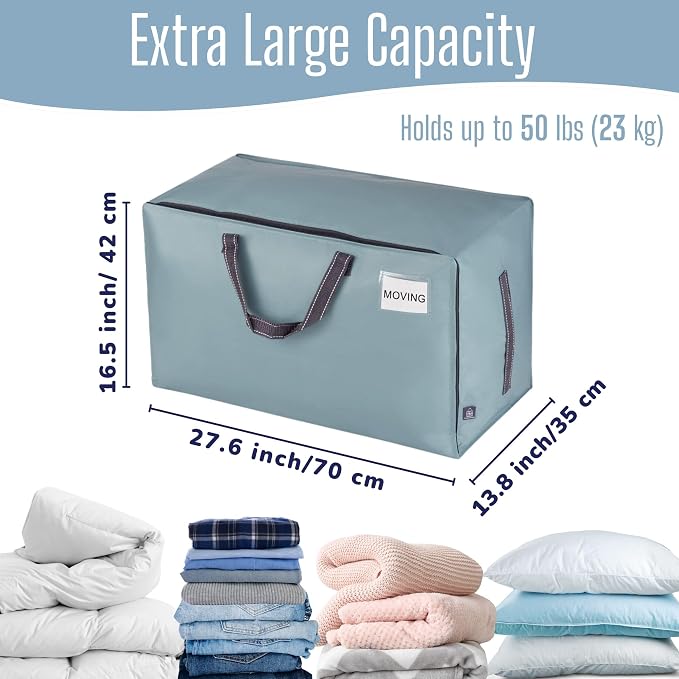 VENO 8 Pack Extra Large Heavy Duty Moving Bags with Wide Opening & Reinforced Handles, Reusable Storage Tote Bags with Strong Zippers for Clothes, College Dorm Essentials & Moving Supplies - Image 4