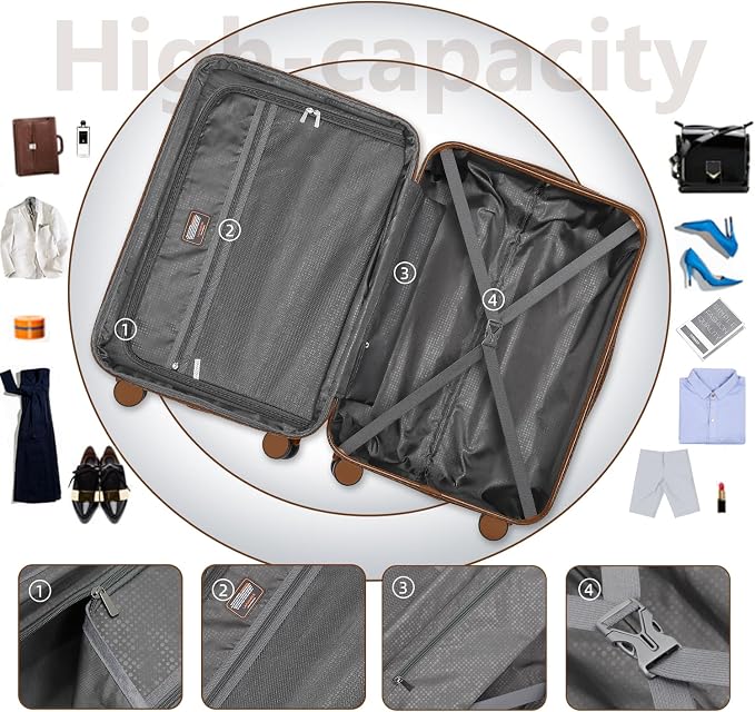 Navy Blue 6 Piece Luggage Set Hard Shell - Expandable Suitcases with Spinner Wheels and Duffel Bags for Family Travel, Durable Carry On Luggage Sets with Lock for Women and Men - Image 7