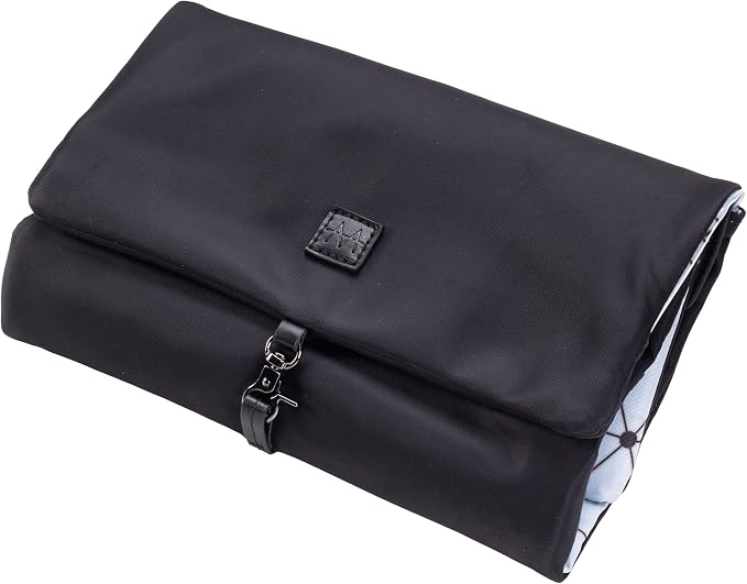 The Diamond Jewelry Roll from, Foldable Travel Jewelry Organizer with Slim Roll Design, Secure Storage for Rings, Necklaces, Earrings, and Bracelets, Sturdy Nylon, HNG-731-BLK, Black by MerzonTravel