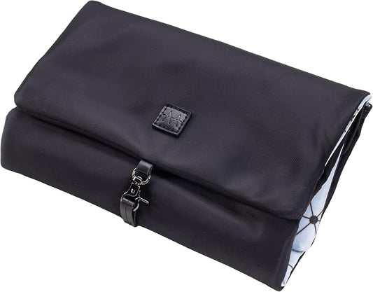 The Diamond Jewelry Roll from, Foldable Travel Jewelry Organizer with Slim Roll Design, Secure Storage for Rings, Necklaces, Earrings, and Bracelets, Sturdy Nylon, HNG-731-BLK, Black by MerzonTravel