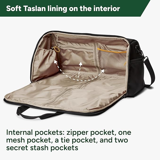 Halfday Convertible 2-in-1 Premium Garment Duffel Weekender Bag 45L: Wrinkle-Free Travel (Hanging Suit Compartment, Shoe Pockets, Trolley Sleeve), Balistic Nylon Carry-on, Jet - Image 3
