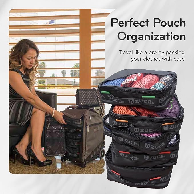 ZUCA Pro - Black Standard Packing Utility Pouch Set - Durable, Spacious Cosmetic Storage Solution, Clear TSA Approved Toiletry Bag For Travel & Professional Use - Image 3