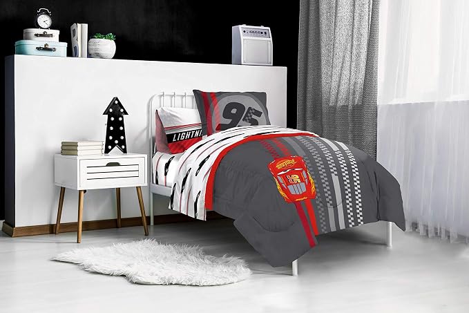 Disney Pixar Cars McQueen Queen Comforter Set 7 Piece Kids Bedding, Gray | Mater, Bed in a Bag, Comforter Sheets Shams Pillowcases, Official Brand, Soft Microfiber, Machine Washable, Boys Gift - Image 7