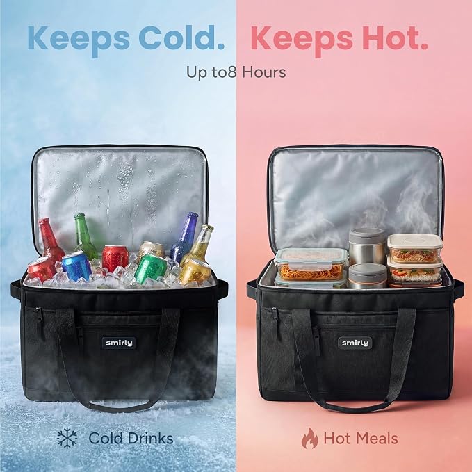 SMIRLY 48 Cans Soft Cooler Bag, Large Collapsible Leakproof Ice Chest | Portable Cooler with Multiple Pockets, Padded Handle and Wipe-Clean Lining for Camping, Beach, Travel, Picnic, Grocery, Car - Image 3