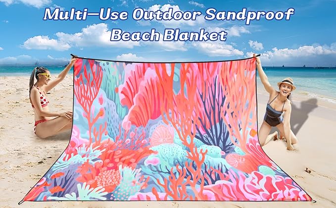 HIHOHO Beach Blanket Waterproof Sandproof Extra Large Beach Mat 79" X 83"/120"x108"for 1-8 Adults Quick Drying Durable Outdoor Picnic Mat for Beach Travel Camping Hiking - Image 5