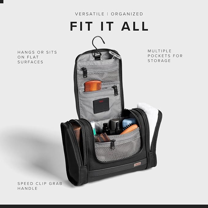 TUMI - Alpha Hanging Travel Kit - Toiletries and Cosmetics Organizer - Travel Essentials Bag with Hooks & Pockets - Black - Image 3