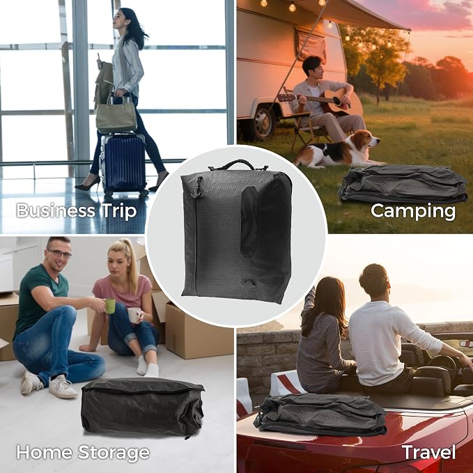 ZPO Travel Vacuum Bags with Pump, IP68 Waterproof Reusable Vacuum Compression Travel Bag with Transparent Window, Reusable Airless Vacuum Kit for Clothes, Backpacks & Suitcases (2 PC+PUMP) - Image 8