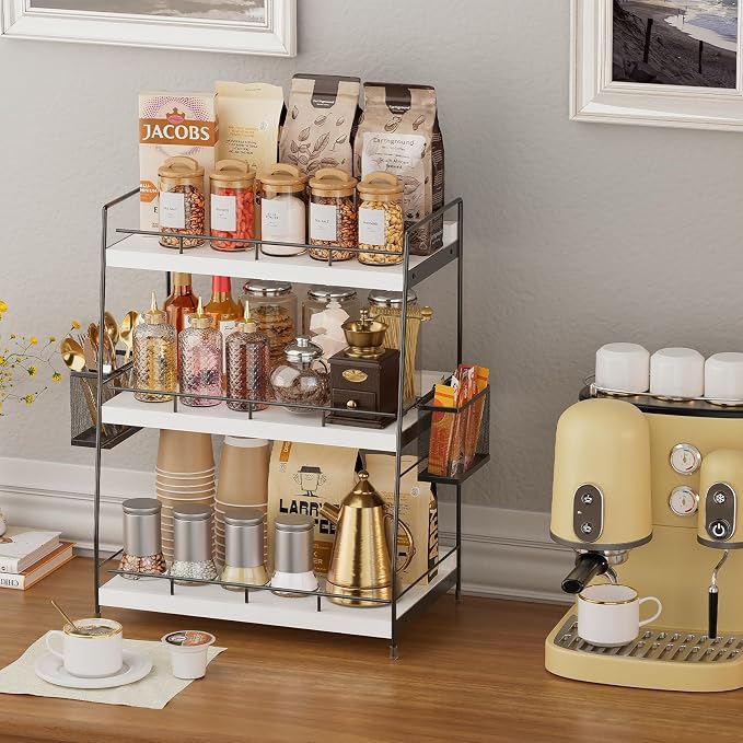 Bathroom Counter Organizer,Bathroom Countertop Organizer with Baskets,Vanity Organizers,Counter Shelf,Countertop Storage, Makeup Organizers(White) - Image 8
