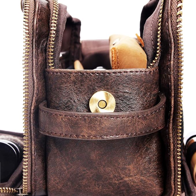 Leather Toiletry Bag for Men Personalized Dopp Kit for Travel Waterproof Shaving Bag Coffee - Image 5