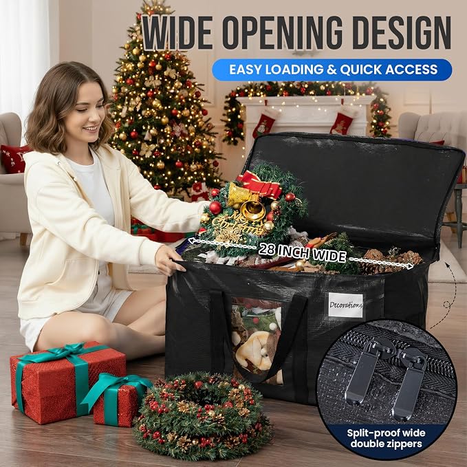 TAILI Extra Large Moving Bags, 6 Pack Black Heavy Duty Totes For Storage with Visible Window, Wrap Around Handles, Storage Bags for Space Saving, Alternative to Moving Boxes - Image 4