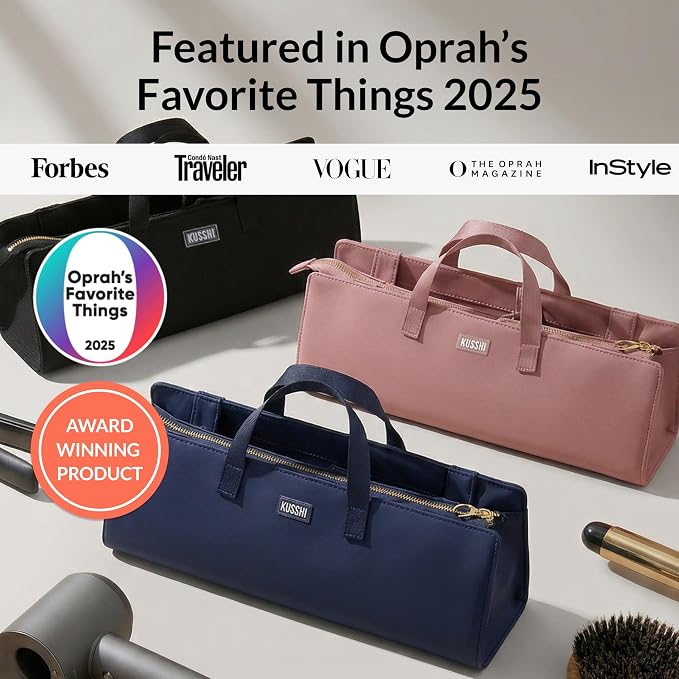 KUSSHI Hair Tools Bag - Oprah’s Favorite Things Winner - Neoprene Hair Tools Travel Bag & Hair Accessories Organizer Case (Mauve) - Image 4