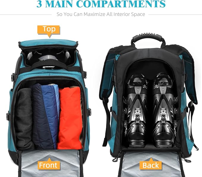 TurnWay Ski/Snowboard Boot Backpack/Ski Boot Backpack | Excellent for Store All Gear | Travel with Waterproof Exterior, Reflective Strip for Men, Women and Youth - Image 3