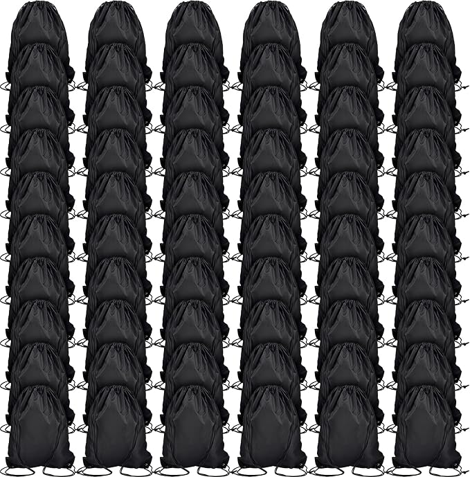 Shappy 60 Pieces Drawstring Backpack Bags Sports Drawstring Bags Bulk Nylon Cinch Bag for Gym Yoga Women Men Sports Outdoor(Black) by Shappy