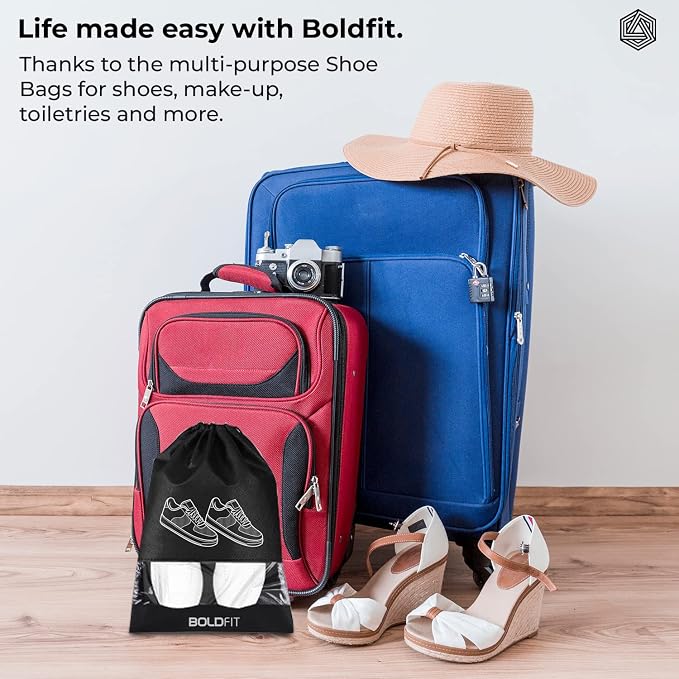 Boldfit Shoe Bags for Travel Essentials, Portable Dust-Proof Shoe Storage Covers for Packing, Travel Organizer for Women & Men, Shoe Bags with Rope, Pack of 12 - Image 5