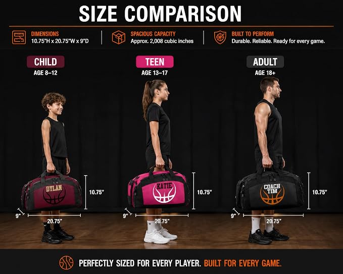 Personalized Basketball Duffel Bag with Shoe Compartment, Custom Basketball Bag with Name and Number, Basketball Travel Bag for Players, Team Sports Gear Bag - Image 4