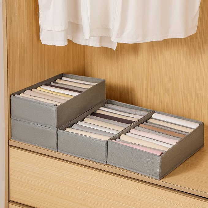 4 Packs T-shirt Drawer Organizers for Clothing,10 Grids Compartment Wardrobe Storage Box, Washable Clothes Organizer for Folded Clothes, T-shirt, Legging, Silk Scarve - Image 7