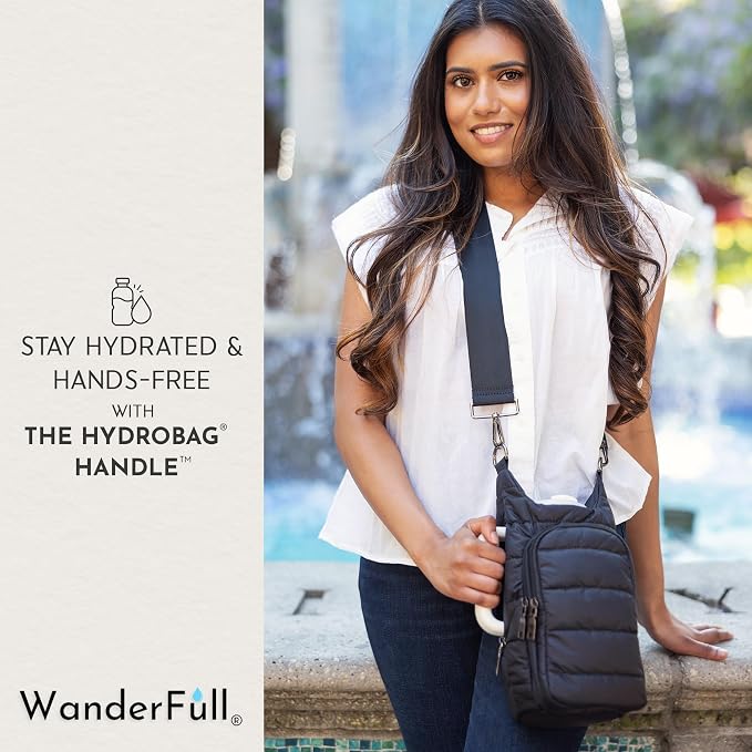 WanderFull Original HydroBag Handle®, Zipper for Handle, 40 oz Water Bottle Holder w/Strap, Crossbody Carrier Bag w/Phone Pocket, Tumbler Accessories - Sage Green w/Vegan Leather Trimmed Strap - Image 6