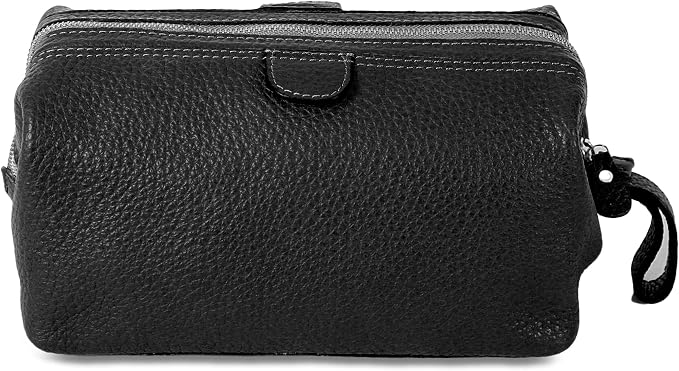 KomalC Premium Buffalo Leather Toiletry Bag for Men & Women With Water resistant Lining, Grooming Travel Pouch, Unisex Wash Bag for Toiletries, Gifts for Men and Women - Image 3