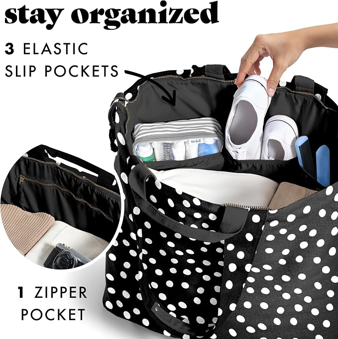 Fit & Fresh XL Beach Tote Bag for Women – XL Travel Tote with Zipper & Pockets, Oversized Canvas Pool Bag, Weekender Carry-On - Image 4