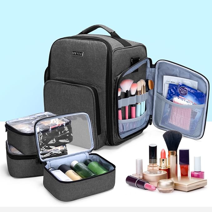 BAFASO Nail Polish Organizer Holds 72 Bottles (15ml - 0.5 fl.oz), Black | Large Nail Polish Case with 3 Removable Pouches and Multiple Storage Sections, Patented Design. - Image 4