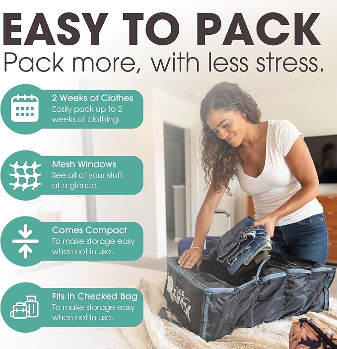 Pack Gear Hanging Carry-On Organizer - Our Fitted Hanging Luggage Organizer Perfectly Fits Any Carry On - Our Packing Cubes For Travel Use Mesh Windows to Make Finding Clothes Easy (Green, M) - Image 3