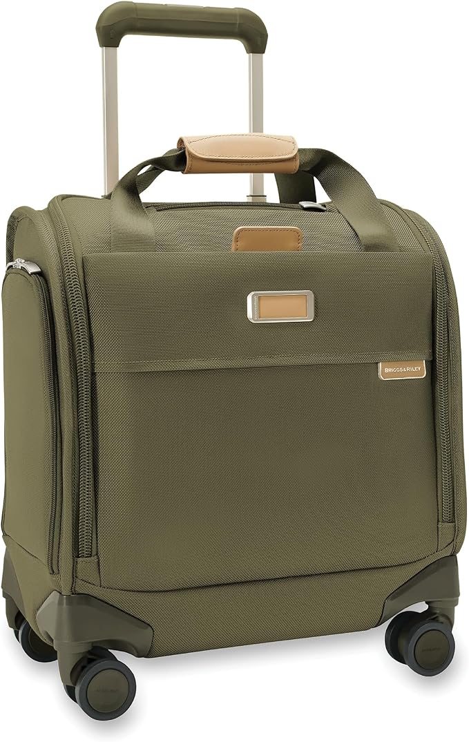 Briggs & Riley Cabin Spinner - Carry On Luggage for Travel, Suitcases with Wheels, Softside Rolling Bag for Men & Women, Fits Under Plane Seat, Interlocking Handle - Baseline Collection, Olive by Unknown