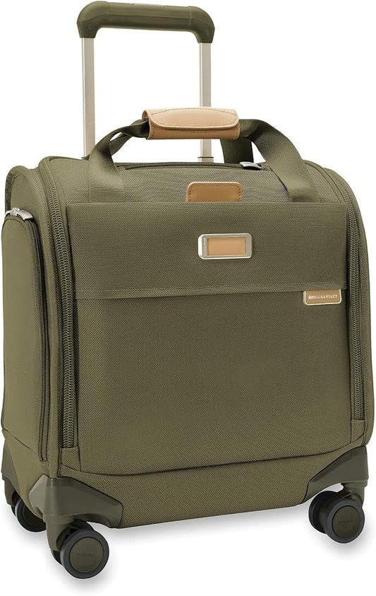 Briggs & Riley Cabin Spinner - Carry On Luggage for Travel, Suitcases with Wheels, Softside Rolling Bag for Men & Women, Fits Under Plane Seat, Interlocking Handle - Baseline Collection, Olive by Unknown