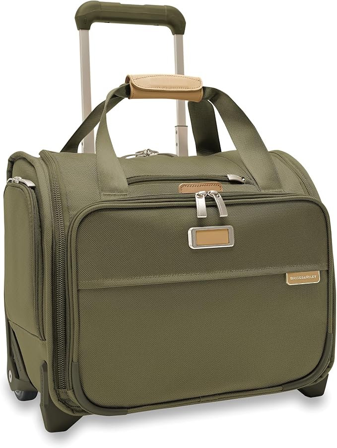 Briggs & Riley 2-Wheel Cabin Bag - Carry On Luggage for Travel, Suitcases with Wheels, Softside Rolling Bag for Men & Women, Interlocking Handle, Self-Repairing Zipper - Baseline Collection, Olive by Unknown