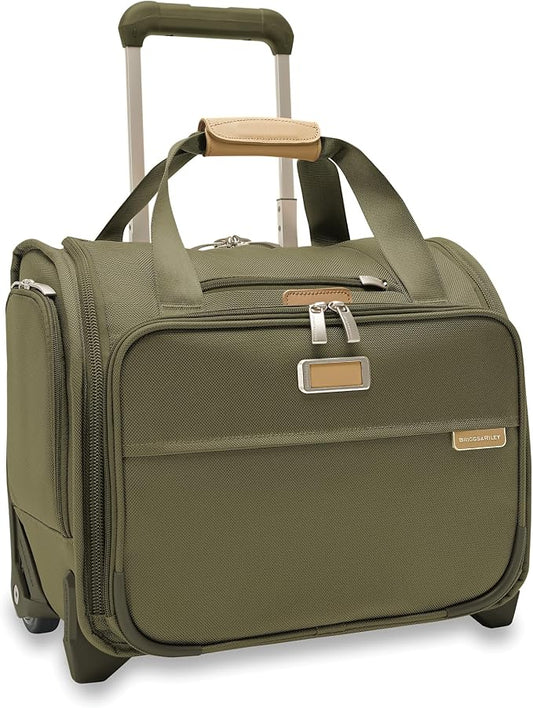 Briggs & Riley 2-Wheel Cabin Bag - Carry On Luggage for Travel, Suitcases with Wheels, Softside Rolling Bag for Men & Women, Interlocking Handle, Self-Repairing Zipper - Baseline Collection, Olive by Unknown