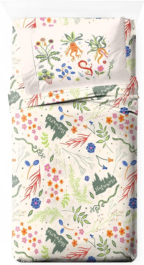Jay Franco Sheet Set with Fitted, Flat Sheets & Pillow Cover - Ultra-Soft Bedding with Pillowcase for Room Decor, Multi - Harry Potter, 3 Piece Twin by JayFranco