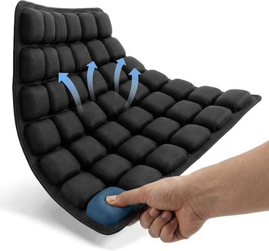 Sondour Travel Cushion Airplane Seat,Airplane Cushion for Long Flight,Press-Type Inflatable Wheelchair Seat Cushion,42 Airbags for Car,Office,Stadium,Ergonomic Comfort Support Pressure Relief-Black by Starlo