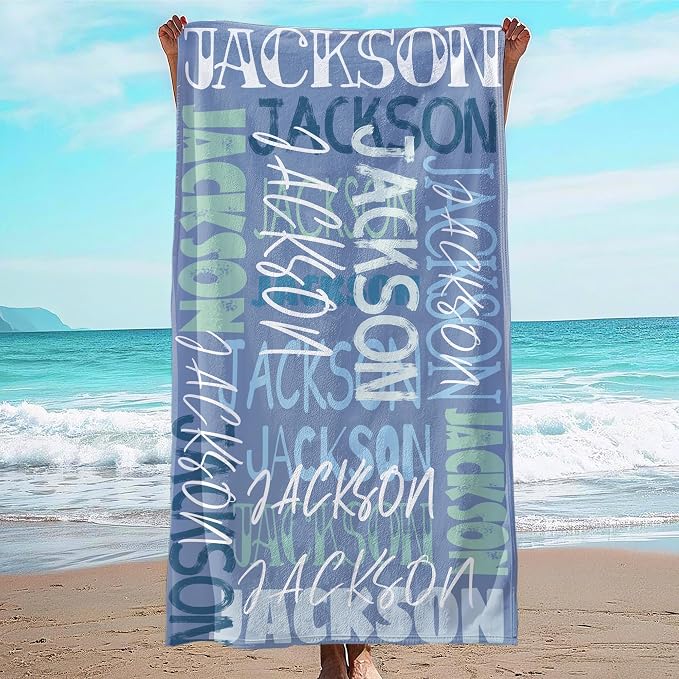 JML Personalized Beach Towel with Name, Custom Beach Towel with Name, Customized Microfiber Pool Towel, Quick Dry & Absorbent Swim Towel for Adult,Anniversary, Birthday, Summer Holiday,Vacation by JML