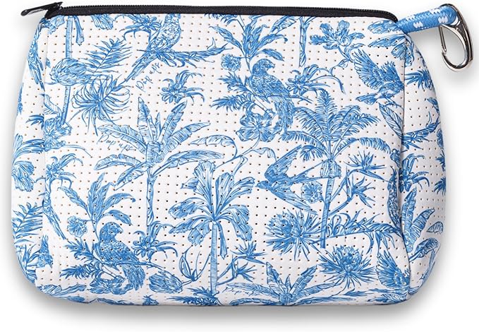 POPUPS Large Makeup Bag with Zipper - Waterproof Neoprene Cosmetic Bag 7.7 x 10.75 x 5 inches (Toile) by POPUPSBrand