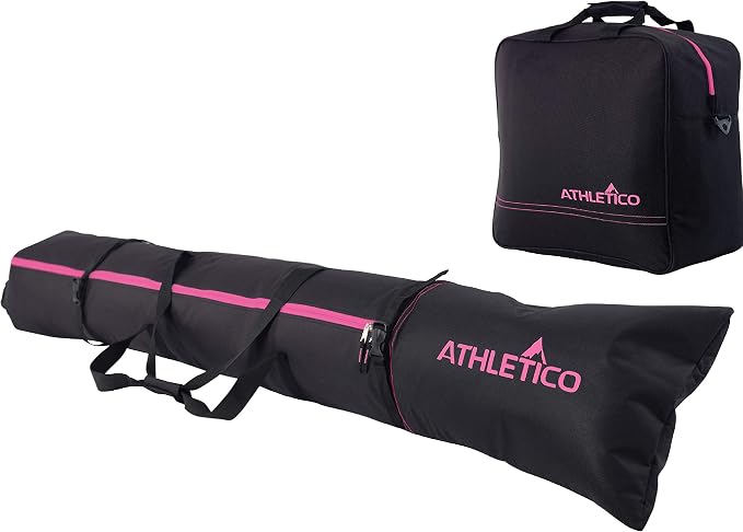 Athletico Ski & Boot Bag Combo | Store Skis Up to 200 CM & Boots Up To Size 13 | Includes 2 Padded Bags by Athletico