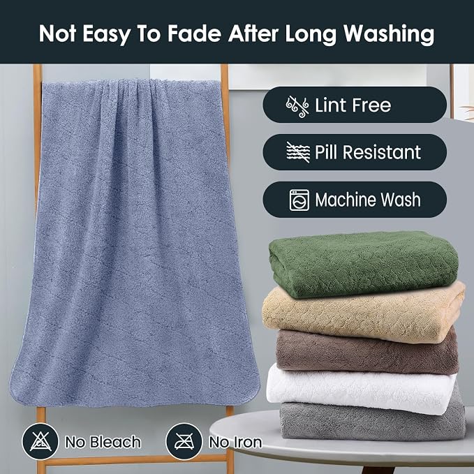JML Microfiber Bath Towels, Ultra Soft, Super Absorbent, Fast Drying, No Fading, Large Body Towel Set for Shower, Gym, Sauna, Sport, Travel, Fitness, SPA,Yoga (Coral Fleece Blue, 30 in x 60 in) - Image 7