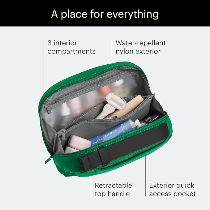 Away Amazon Exclusive Large Toiletry Bag - Water-Repellent Travel Toiletry Bag with Clamshell Opening, Interior Compartments, Exterior Zip Pocket - Palm Green - Image 4