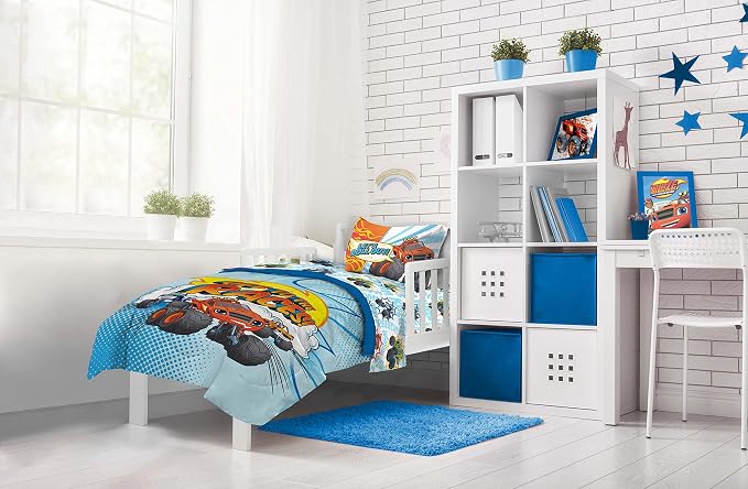 Jay Franco Blaze and the Monster Machines Off to The Races 4 Piece Toddler Size Bed Set – Super Soft Microfiber Bed Set Includes Size Comforter & Sheet Set (Official Blaze Product) - Image 7