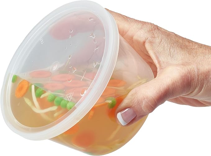 DuraHome Food Storage Containers with Lids 8oz, 16oz, 32oz Freezer Deli Cups Combo Pack, 70 Sets BPA-Free Leakproof Round Clear Takeout Container Meal Prep Microwavable (70 Sets - Mixed sizes) - Image 3