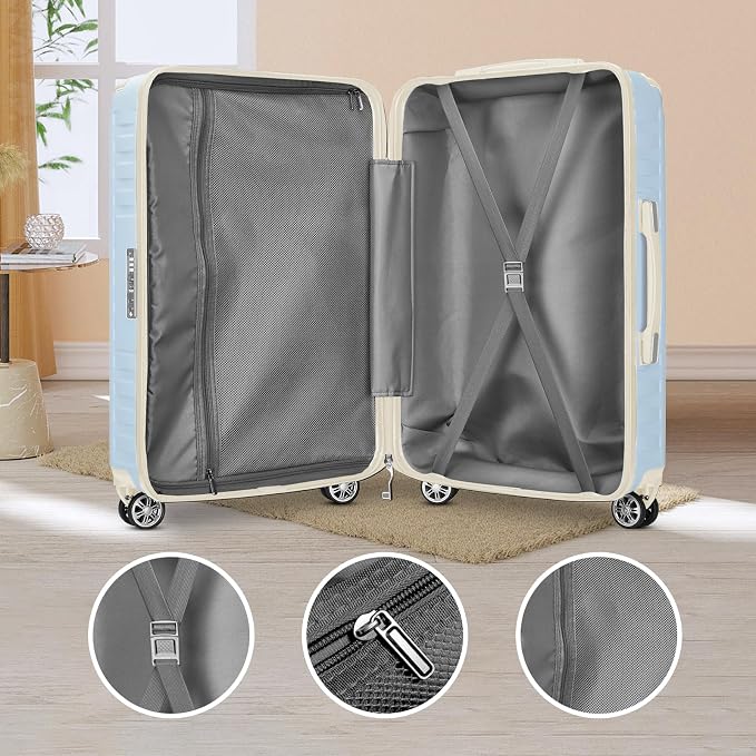 Melalenia Luggage 10 Piece Sets Clearance,Large Suitcase Set Spinner Wheels with TSA Locks,Hard Shell Luggage Sets for Women Travel Suitcase (Light Blue Beige) - Image 6
