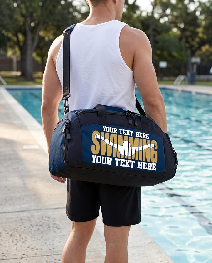 Personalized Swim Team Duffel Bag with Custom Name – Waterproof Swimming Gear Bag for Youth & Adults – Large Pool Bag with Shoe Compartment & Wet Pocket - Image 7