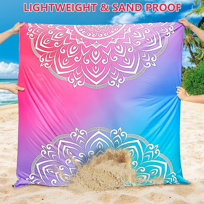 HIHOHO Beach Blanket Waterproof Sandproof Extra Large Beach Mat 79" X 83"/120"x108"for 1-8 Adults Quick Drying Durable Outdoor Picnic Mat for Beach Travel Camping Hiking - Image 3
