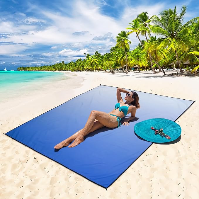 WIWIGO Beach Blanket Waterproof Sandproof Beach Mat 79" X 83"/10'x9'for 2-8 Adults Quick Drying Outdoor Picnic Mat Beach Accessories for Travel, Camping, Hiking - Image 5
