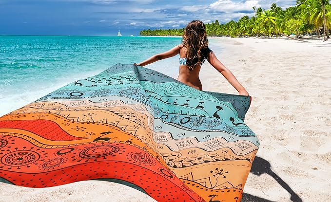 WIWIGO Beach Blanket Waterproof Sandproof Beach Mat 79" X 83"/10'x9'for 2-8 Adults Quick Drying Outdoor Picnic Mat Beach Accessories for Travel, Camping, Hiking - Image 6