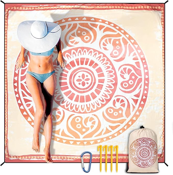 HIHOHO Beach Blanket Waterproof Sandproof Extra Large Beach Mat 79" X 83"/120"x108"for 1-8 Adults Quick Drying Durable Outdoor Picnic Mat for Beach Travel Camping Hiking by HIHOHO