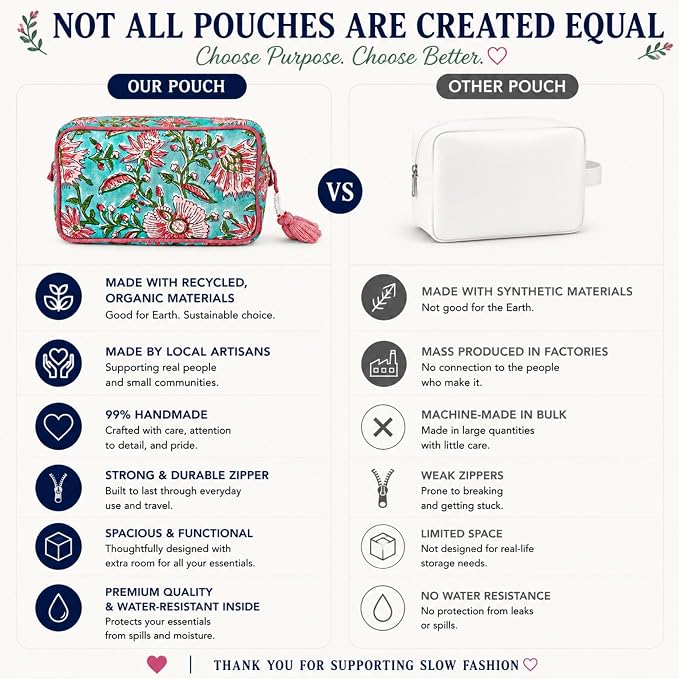 Travel Makeup Bag- Large Capacity Cosmetic Bags for Women - Water Resistance Lining Portable Pouch & Open Toiletry Bag - Perfect Girls Makeup Organizer for Travel Essentials (Green & Pink Floral) - Image 4