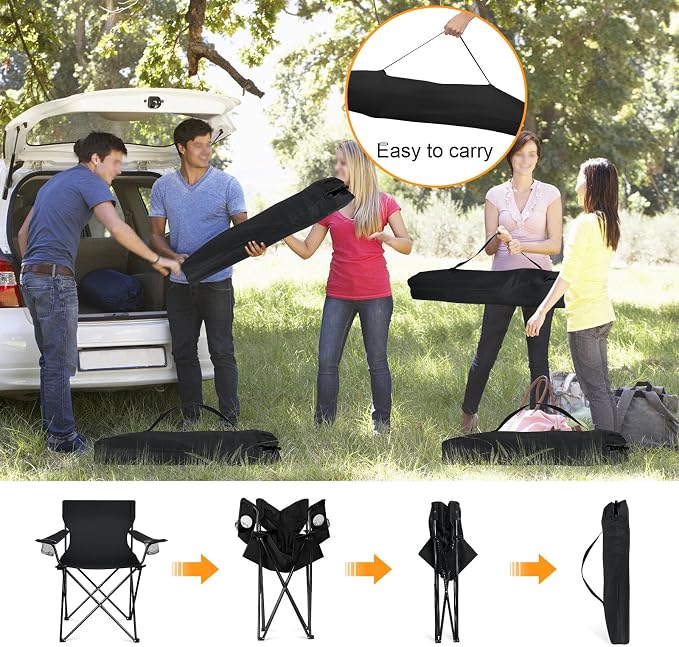 HaSteeL Camping Chairs 4 Pack, Oversized Folding Lawn Chairs for Adults | Solid Construction, Portable & Light Weight, No Assembly Required - Image 5