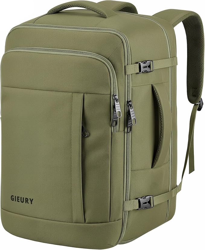 Gieury Travel Backpack, Extra Large 50L Expandable Backpack for Men Women, Carry On Backpack For Airplanes, Travel Essentials Luggage Suitcase Daypack Travel Gift Weekender Bag, Army Green by Gieury