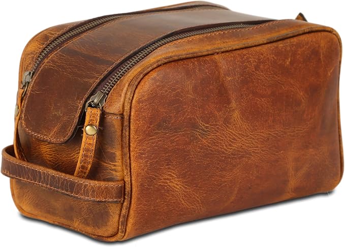 KomalC Travel Toiletry Bag – Premium Leather Dopp Kit for Men & Women with Water-Resistant Lining & Spacious Zippered Organizer - Image 2